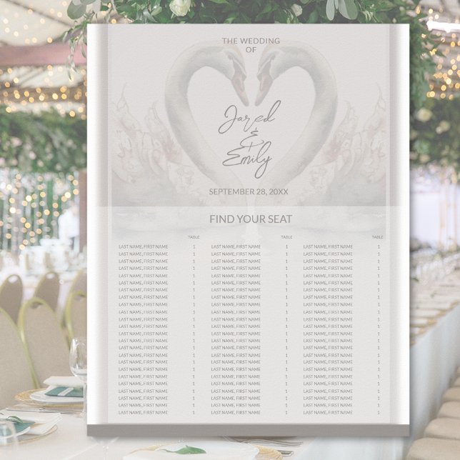 Poster de la carte du Mariage de cygne (Swan Wedding Seating Chart)