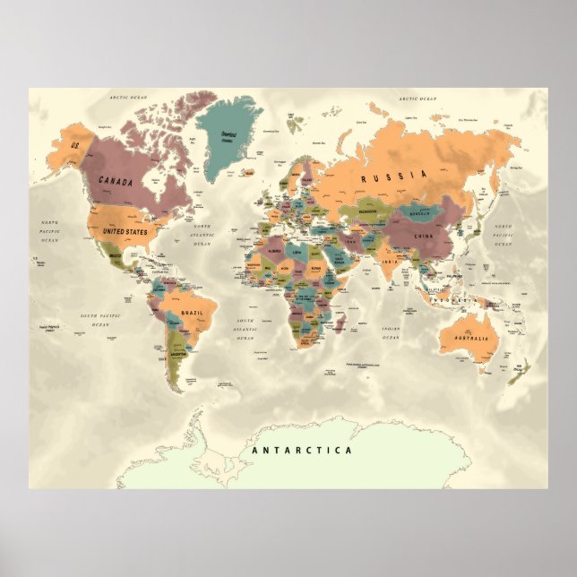 Poster de la carte du monde (Devant)