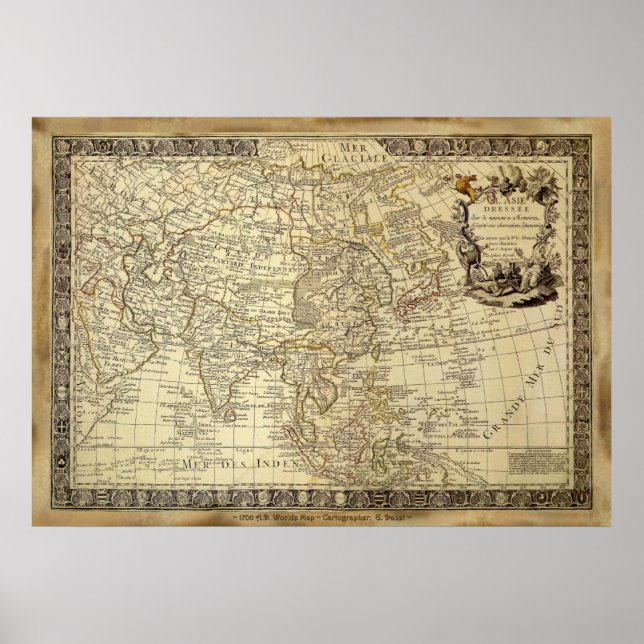 Poster de la carte du monde 1700 AD old (Devant)