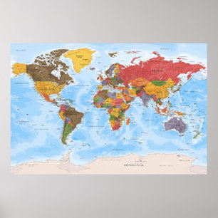 Poster de la carte du monde politique