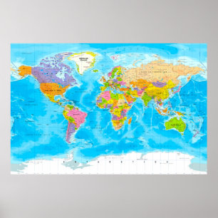Poster de la carte du monde politique