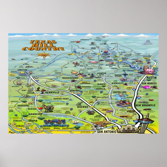 Poster de la carte du pays de Texas Hill (Devant)