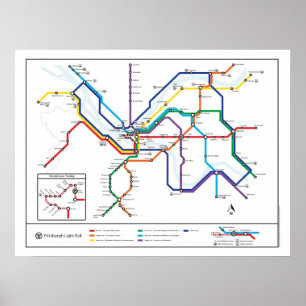 Poster de la carte du transport en commun de Pitts
