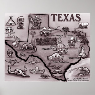 Poster de la carte du vieux Texas