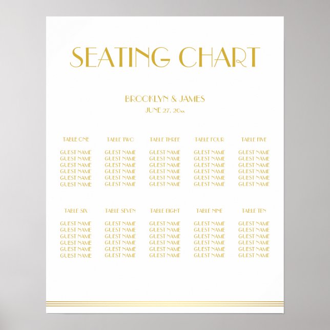 Poster de la carte Mariage en or et blanc 16x20 (Devant)