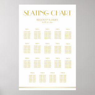 Poster de la carte Mariage en or et blanc 24x36
