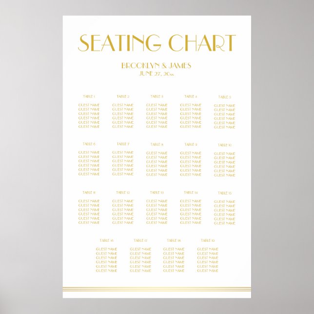 Poster de la carte Mariage en or et blanc 24x36 (Devant)