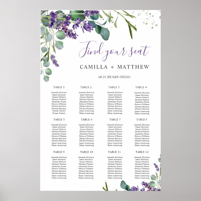 Poster de la carte Mariage Lavender Eucalyptus (Devant)