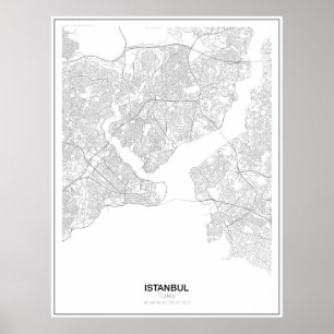 Poster de la carte minimaliste Istanbul, Turquie (