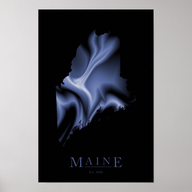 Poster de la carte moderne du Maine (Devant)
