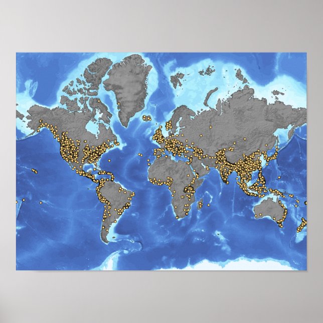 Poster de la carte mondiale des glissements de ter (Devant)