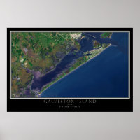 Poster de la carte satellite de Galveston Island T