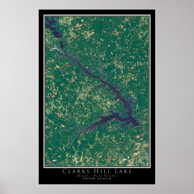 Poster de la carte satellite du lac Georgia de Cla (Devant)