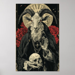 Poster de la carte Tarot Art Nouveau Satanic Chèvr