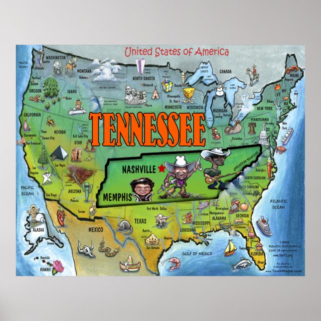 Poster de la carte TN USA (Devant)