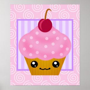 Poster de la cerise de Kawaii Cupcake