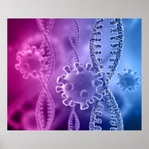 Poster de la chaîne d'ADN et de la cellule virale