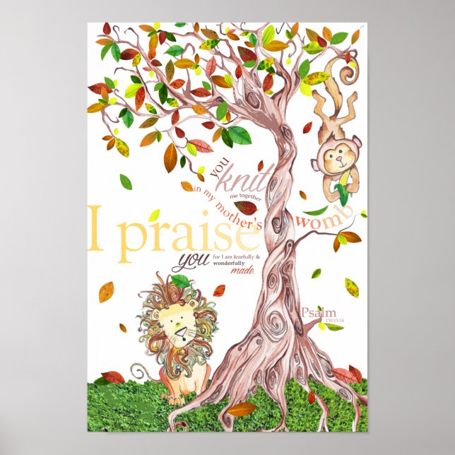 Poster de la chambre bébé : Psaume 139: 13-14 (Devant)