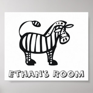 Poster de la chambre d'enfants Zebra customisée