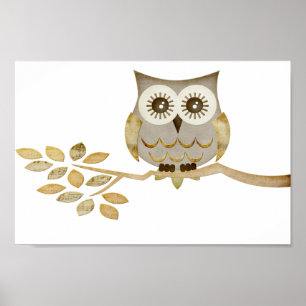 Poster de la Chouette aux yeux larges dans l'arbre