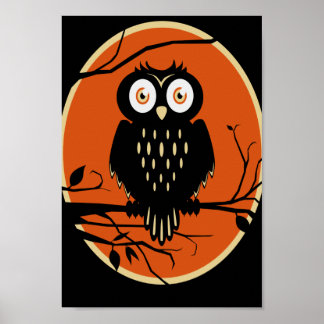Poster de la Chouette d'Halloween vintage