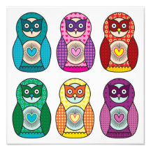 Poster de la Chouette Matryoshka Arc-en-ciel