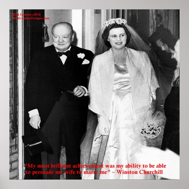 Poster de la citation de mariage Churchill et célè (Devant)