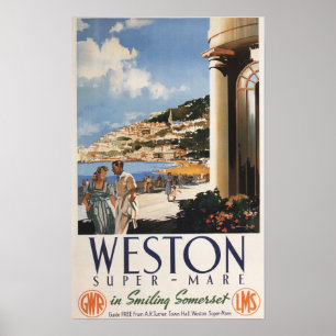 Poster de la compagnie de chemin de fer Couple Ove