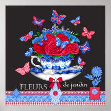 Poster de la Coupe et des Fleurs de Porcelaine