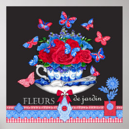 Poster de la Coupe et des Fleurs de Porcelaine