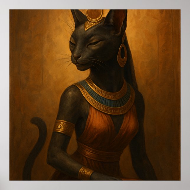 Poster de la déesse du chat Bastet - Art égyptien (Devant)