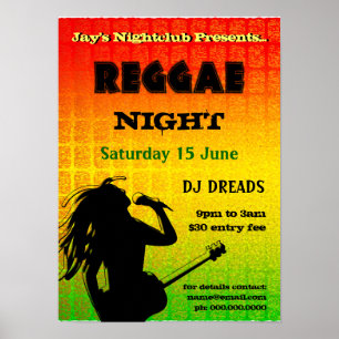 Poster de la discothèque de soirée Reggae