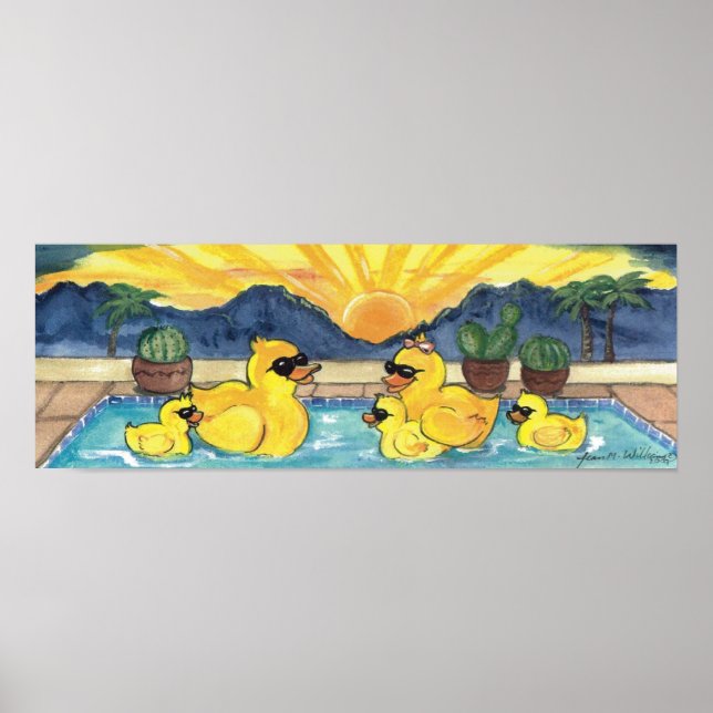 Poster de la famille de canards en caoutchouc jaun (Devant)