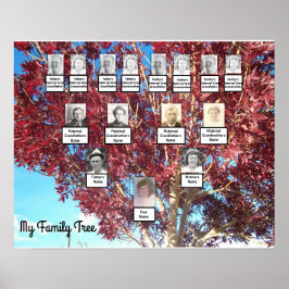 Poster de la famille photo de la feuille rouge ave