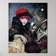 Poster de la femme de Noël Vintage