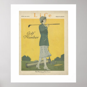 Poster de la femme Golfer Vintage Life juin 1921