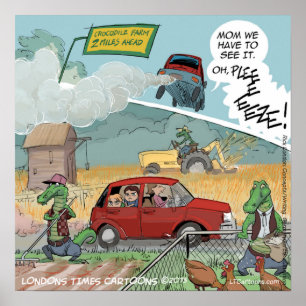 Poster de la ferme de crocodiles drôle