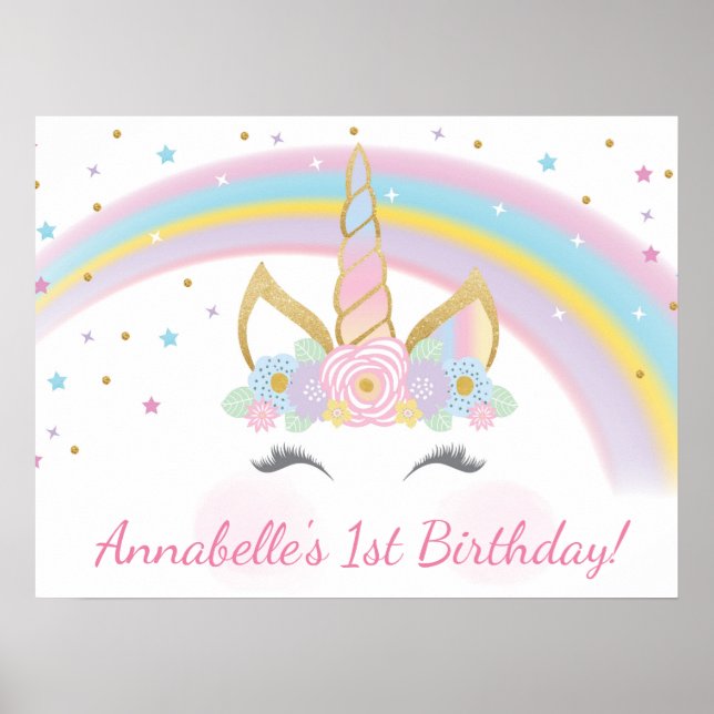 Poster de la fête d'anniversaire de la licorne Con (Devant)