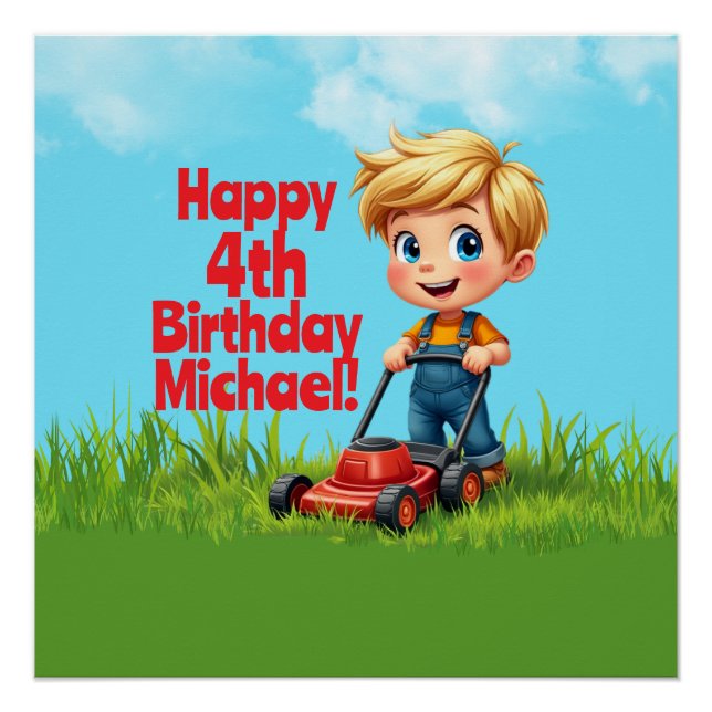 Poster de la fête d'anniversaire de Lawn Mower (Devant)