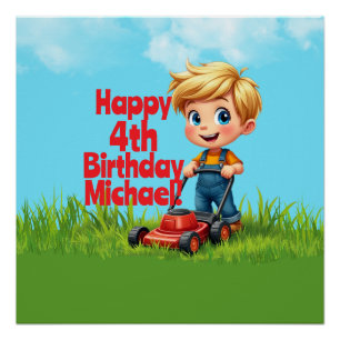 Poster de la fête d'anniversaire de Lawn Mower
