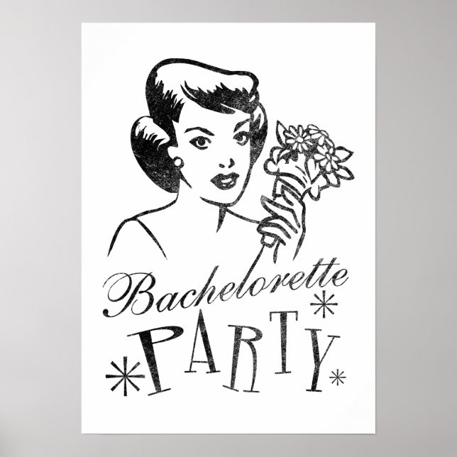Poster de la fête de Bachelorette Retro (Devant)