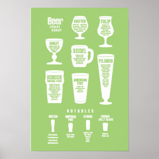 Poster de la feuille de fromage de bière vert inve