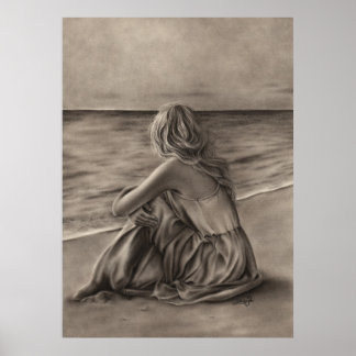 Poster de la fille à la plage