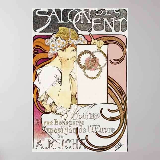 Poster de la fille avec des marguerites dans ses c (Devant)