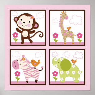 Poster de la fille de la jungle / Animaux / Imprim