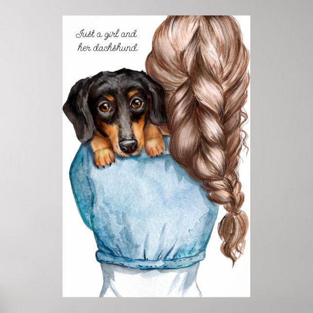 Poster de la fille et de son Dachshund (Devant)