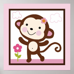 Poster de la fille Jungle/Singe/Imprimer l'art mur