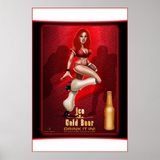 Poster de la fille Pinup de football de la bière f