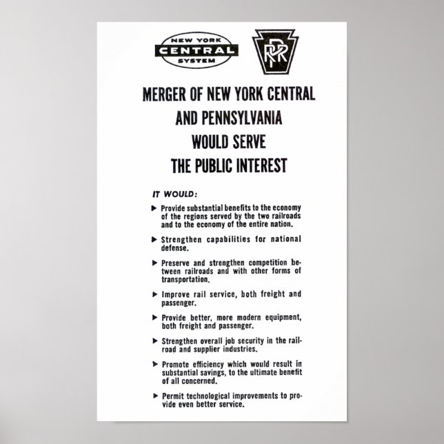 Poster de la fusion du chemin de fer Penn Central  (Devant)