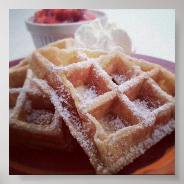 Poster de la gaufre couverte et des fraises fraîch (Devant)